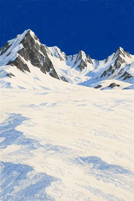 Silent Snowy Alpine Peaks Under Cobalt Sky