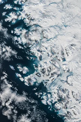 Snowbound Northern Coastline from Above