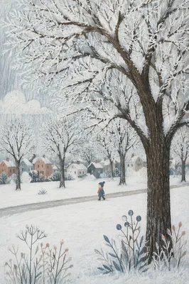 Quiet Snowy Park Under Frosted Trees