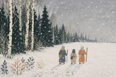 Quiet Snowy Trail Through Winter Forest