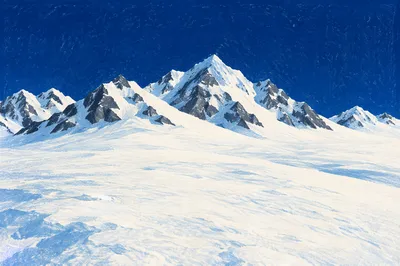 Silent Snowy Alpine Peaks Under Cobalt Sky