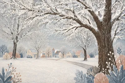 Quiet Snowy Winter Park Landscape