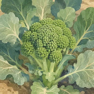 Fresh Spring Broccoli Growth in Garden