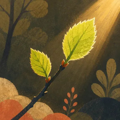 Fresh Spring Leaves in Morning Light