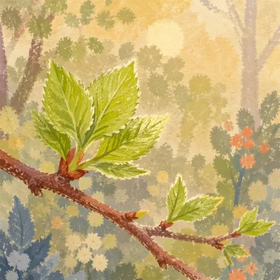 Fresh Spring Leaves in Morning Light
