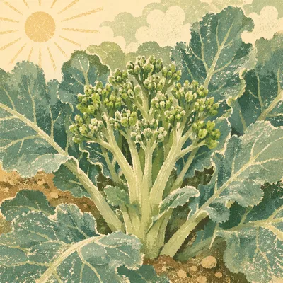 Fresh Spring Broccoli Growth in Morning Light