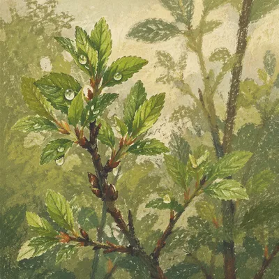 Fresh Spring Leaves After Rain
