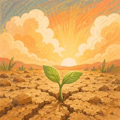 Fresh Green Seedling in Sunrise Soil