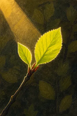 Fresh Spring Leaves in Morning Light