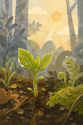 Spring Green New Growth in Forest Soil