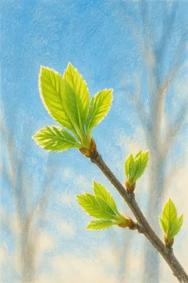 Fresh Spring Buds Against Blue Sky