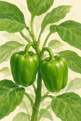Fresh Spring Green Bell Pepper Growth
