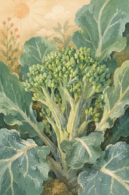 Fresh Spring Broccoli Growth in Garden