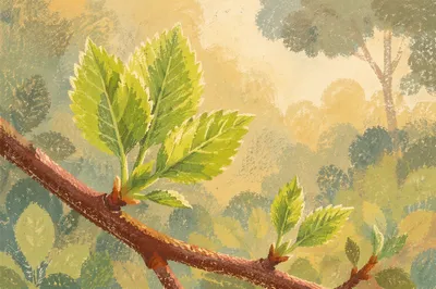 Fresh Spring Leaves in Morning Light