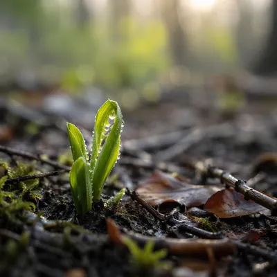 Fresh Spring Growth Emerging After Rain