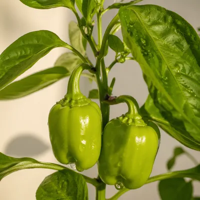 Fresh Green Bell Peppers in Spring Light