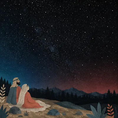 Serene Starry Night Over Mountain Silhouette