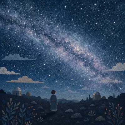 Stargazing Silhouette Under Milky Way