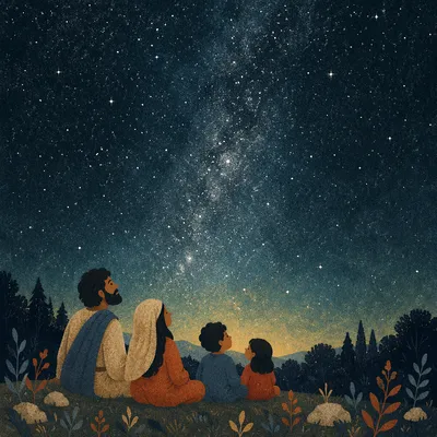 Starry Night Sky Above Quiet Forest