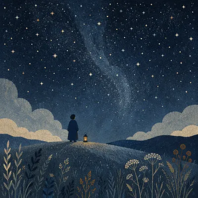 Starry Meadow Under Reverent Night Sky
