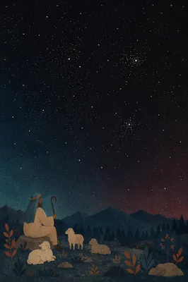 Serene Starry Night Over Mountain Silhouette