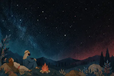 Serene Starry Night Over Mountain Silhouette