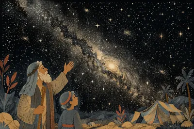 Vintage Starry Night with Luminous Galaxy