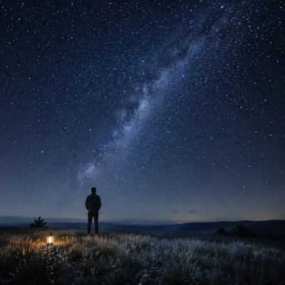 Starry Meadow Under Peaceful Night Sky