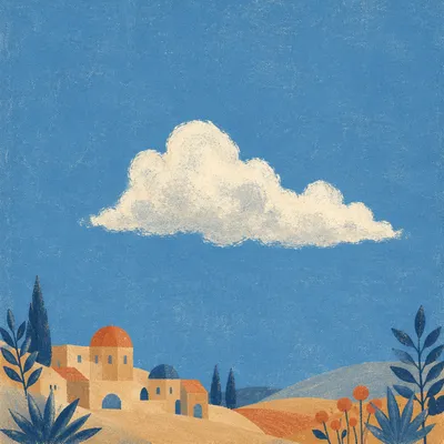 Warm Summer Sky With Soft Cloud