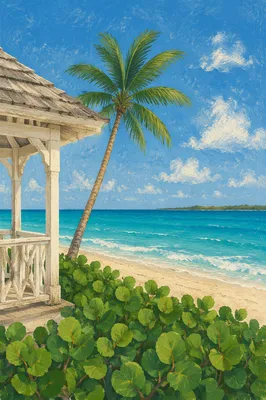 Sunny Tropical Seaside Gazebo Retreat
