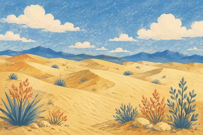 Sunny Golden Dunes Beneath Blue Summer Sky