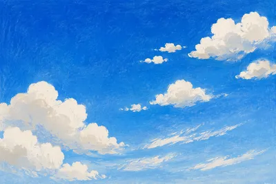 Sunny Summer Blue Sky with Soft Clouds