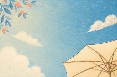 Sunny Blue Sky with Beach Umbrella