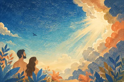 Sunny Summer Sky with Golden Cloud Rays