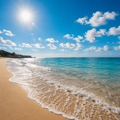 Sunny Summer Beach With Turquoise Waves
