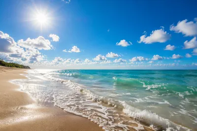 Sunny Summer Seascape with Turquoise Waves