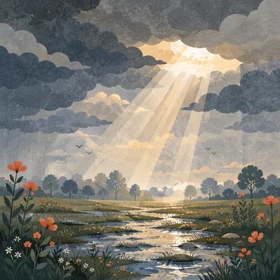 Sun Rays Breaking Through Storm Clouds