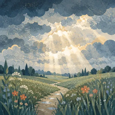Sun Rays Breaking Through Storm Clouds