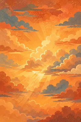 Golden Sun Rays Breaking Through Clouds