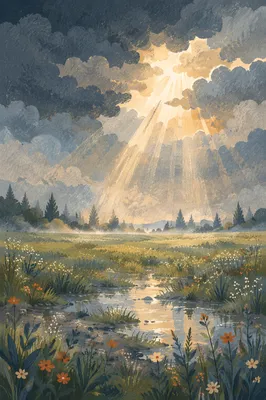 Sun Rays Breaking Through Storm Clouds