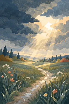 Sun Rays Breaking Through Storm Clouds