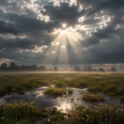 Sun Rays Breaking Through Storm Clouds