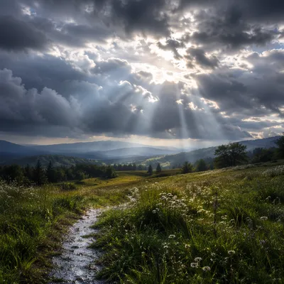 Sun Rays Breaking Through Storm Clouds