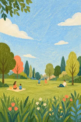 Sunny City Park Under Blue Sky