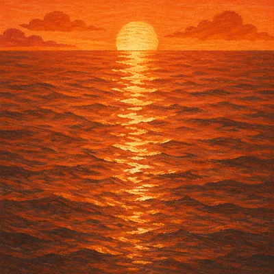 Golden Sunset Ocean Horizon Reflection