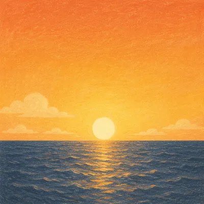 Golden Sunset Ocean Horizon Glow