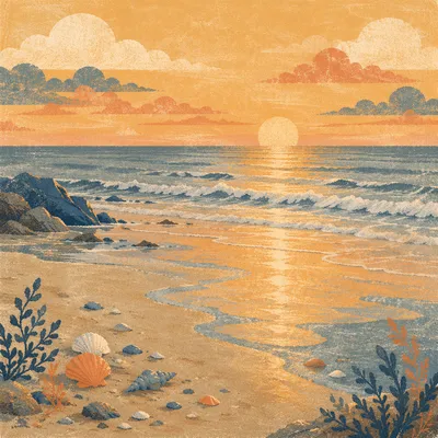 Golden Sunset Ocean Horizon Reflection