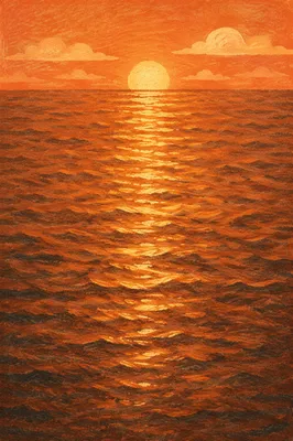 Golden Sunset Ocean Horizon Reflections