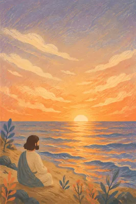 Golden Sunset Over Calm Ocean Horizon