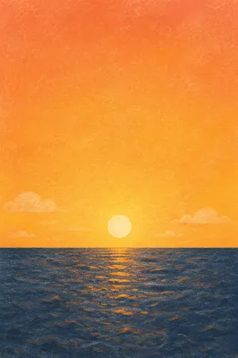 Golden Sunset Over Calm Ocean Horizon